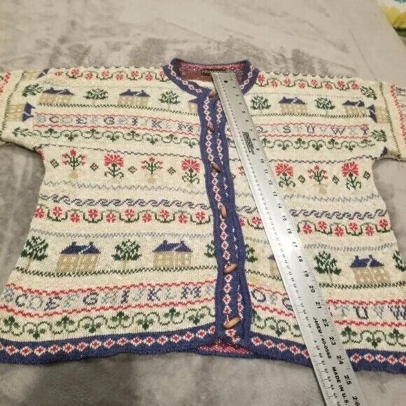 Vintage Bushwacker USA Womens Jacquard Knit Toggle Cardigan Sweater Size 12 - Picture 5 of 6